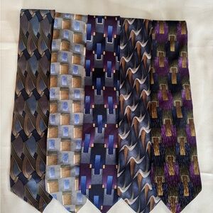Jimmy V Geometric Patterned Silk Tie Set of 5